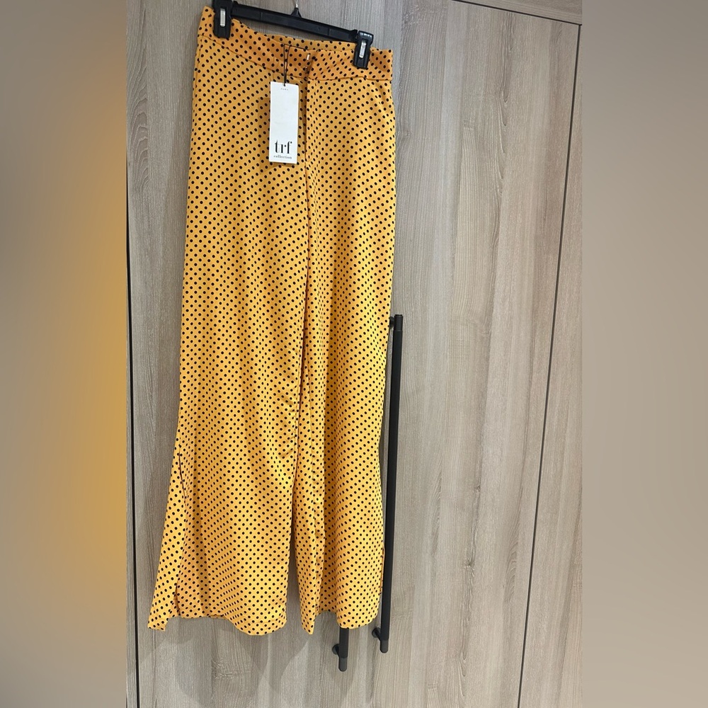 Zara Yellow Polka Dot Women's wide leg pants